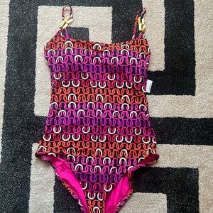 NWT Trina Turk Echo Chain Scoop Neck One Piece 10